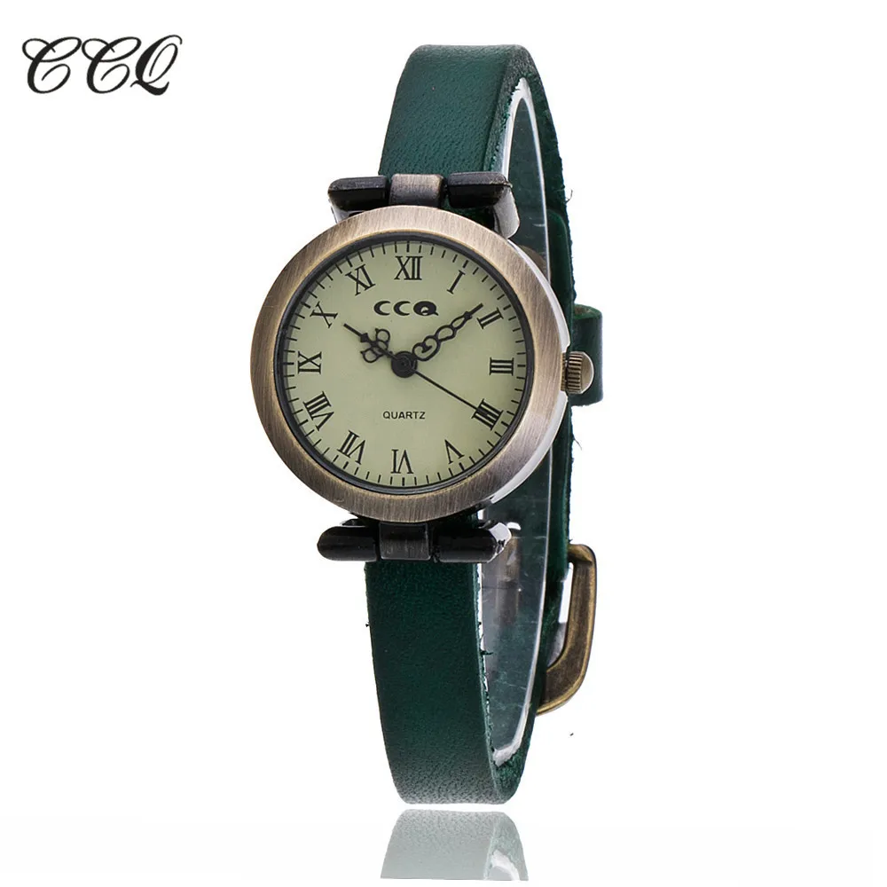 CCQ Brand New Fashion Roman Vintage Cow Leather Bracelet Watch Casual Ladies Wristwatch Quartz Women Watches Relogio Feminino *A | Наручные