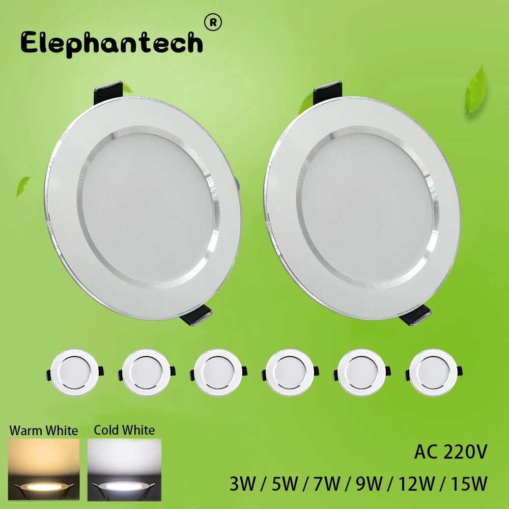 Светодиодный точечный светильник Elephantech 3 вт 5 7 9 12 15 встраиваемый для помещений 220