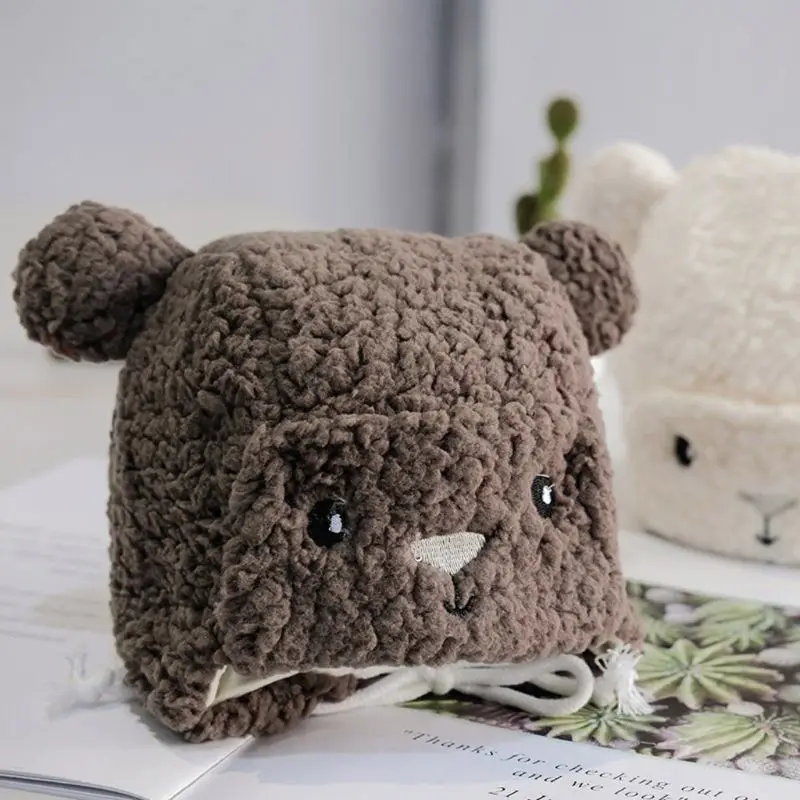 

Cute Bear Baby Earmuffs Hats Winter Velvet Warm Infant Cartoon Soft Beanie Cap for Baby Boys Girls Hats Photography