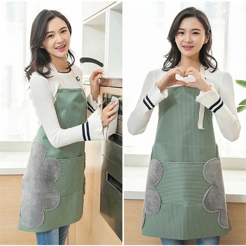 Фартук для кухни со стираемыми ручками водонепроницаемый нагрудник из ткани