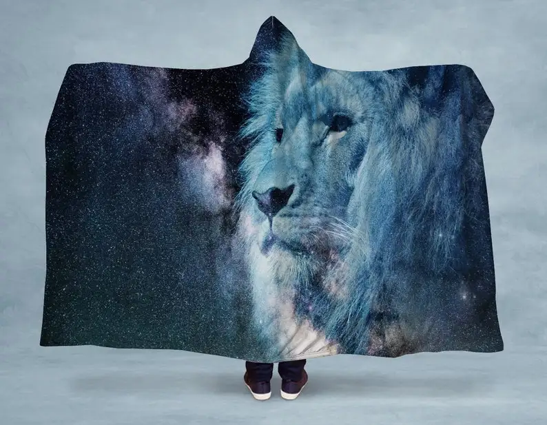 

Hoodie Lion Heart Hooded Sherpa Blanket - Made in the USA