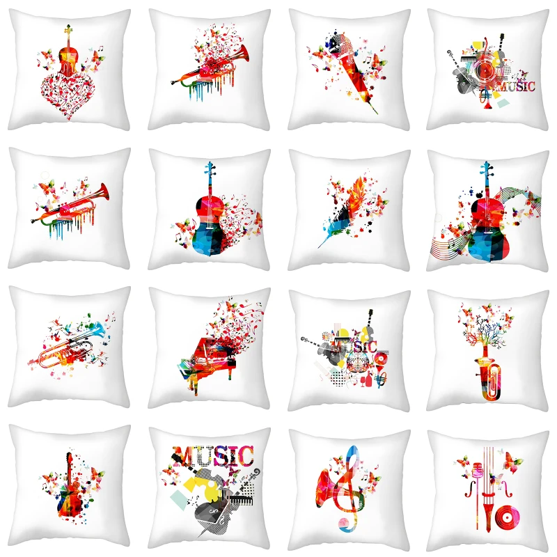 

Fuwatacchi Musical Note Pillowcase White Throw Pillowcase Home Decoration for Sofa Chairs Car Cushion Cover Hoofdkussen