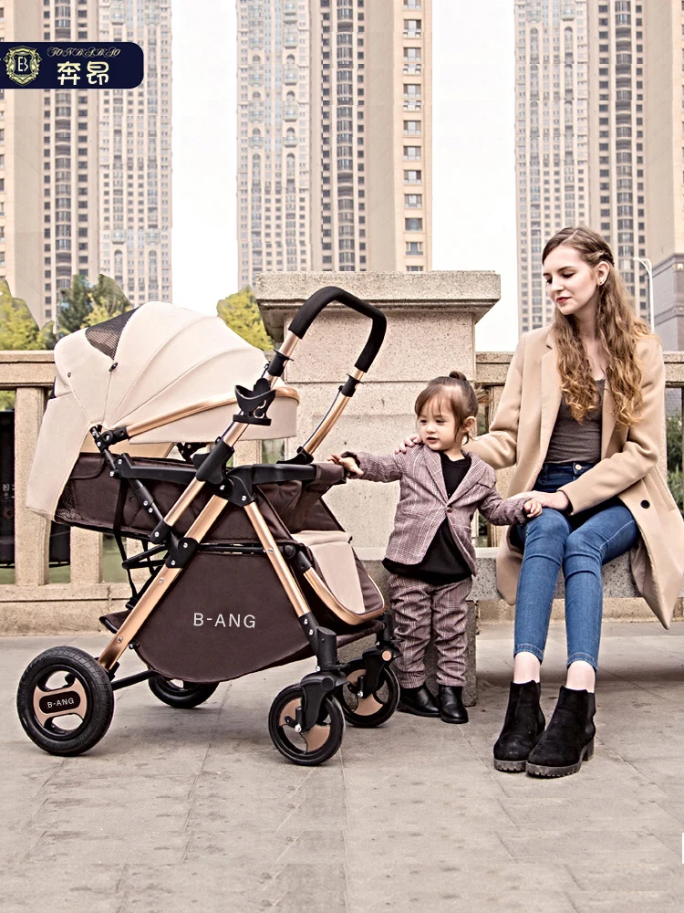 

2 in 1 High Landscape Baby Stroller Can Sit On A Reclining Light Kid Car Folding Four Wheeled Carrige Two Way Baby Cart