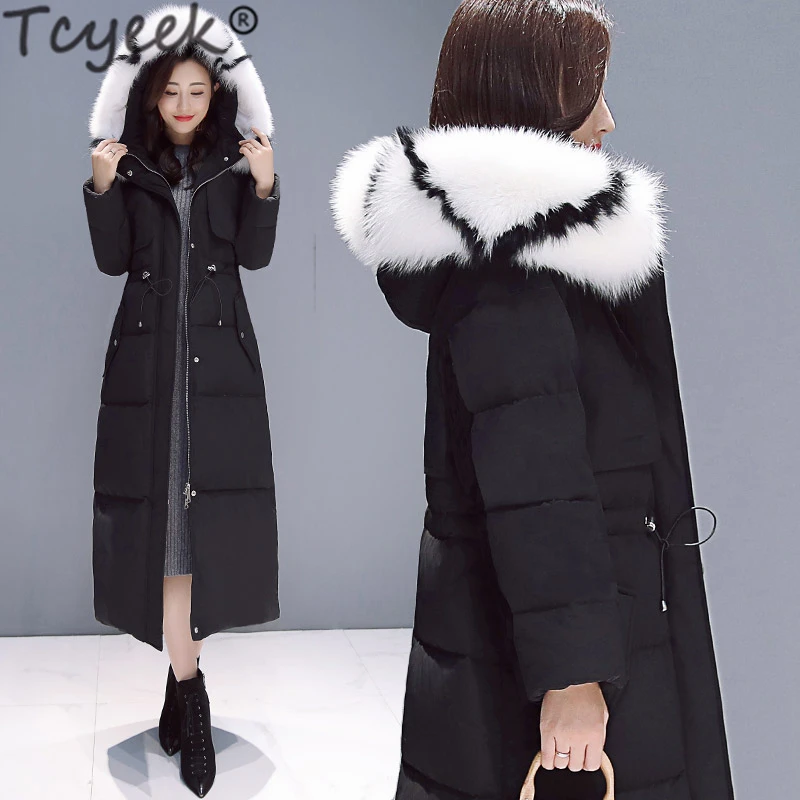 

Tcyeek Winter Jacket Women Large Fox Fur Hooded Clothes 2020 Thick Warm Long 90% Duck Down Coat Women's Down Jacket Hiver LW1554