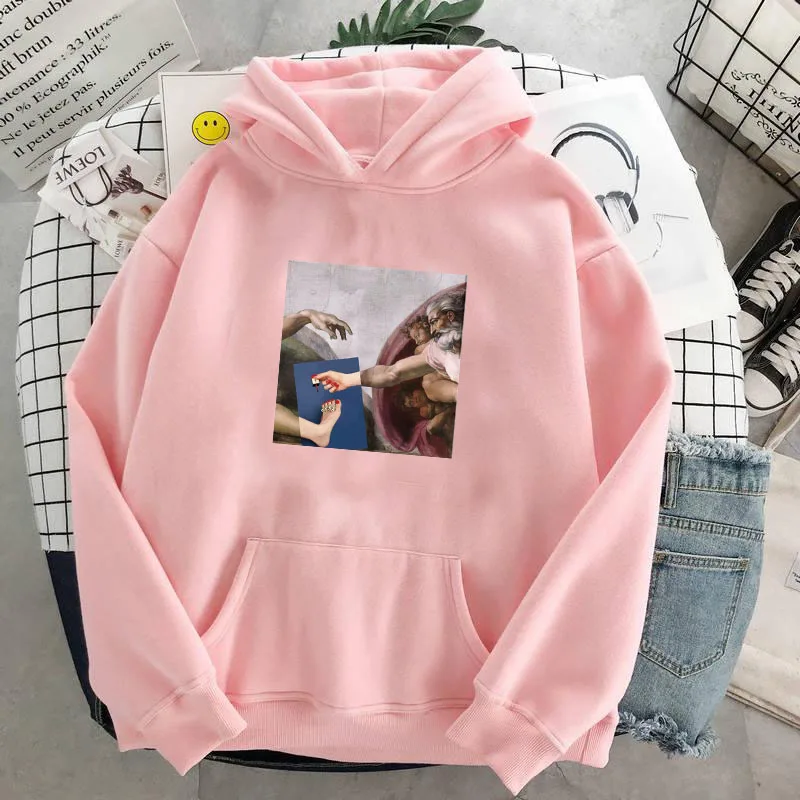 Женские толстовки большого размера с принтом для отдыха длинным рукавом