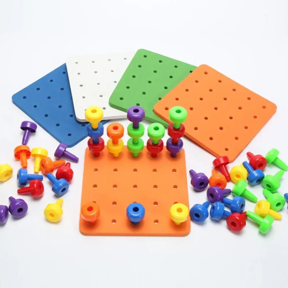 

Creative Baby Toys Montessori Children Puzzle Peg Board Mushroom Nails Early Learning Building Block Stacking Set Toy
