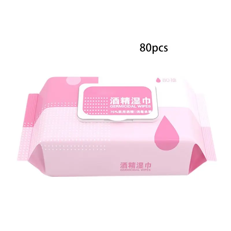 

80 Sheets Flip Top Alcohol Wipes Hand Skin Toys Sanitizing Disinfecting Pads