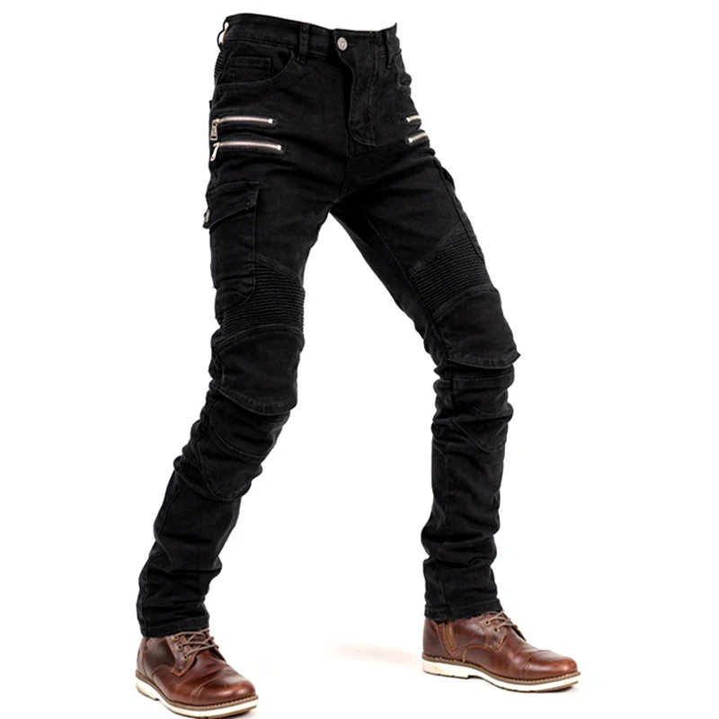 New Khaki Black Blue Motorcycle Pants Men Moto Jeans Zipper Protective Gear Motorbike Trousers Motocross Pants Moto Pant