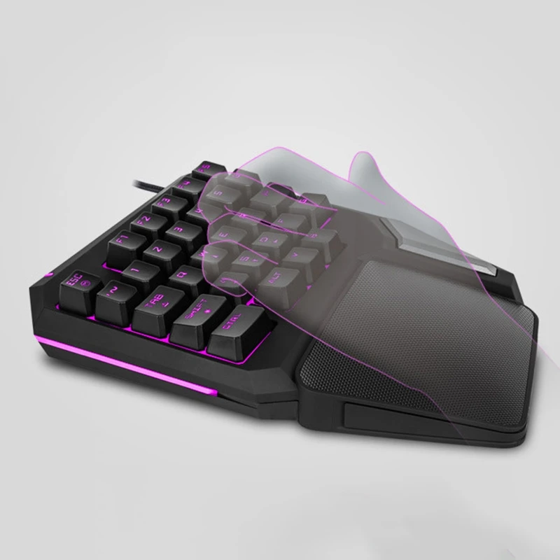 Клавиатура с одной рукой игровая клавиатура Цветной подсветкой механическая