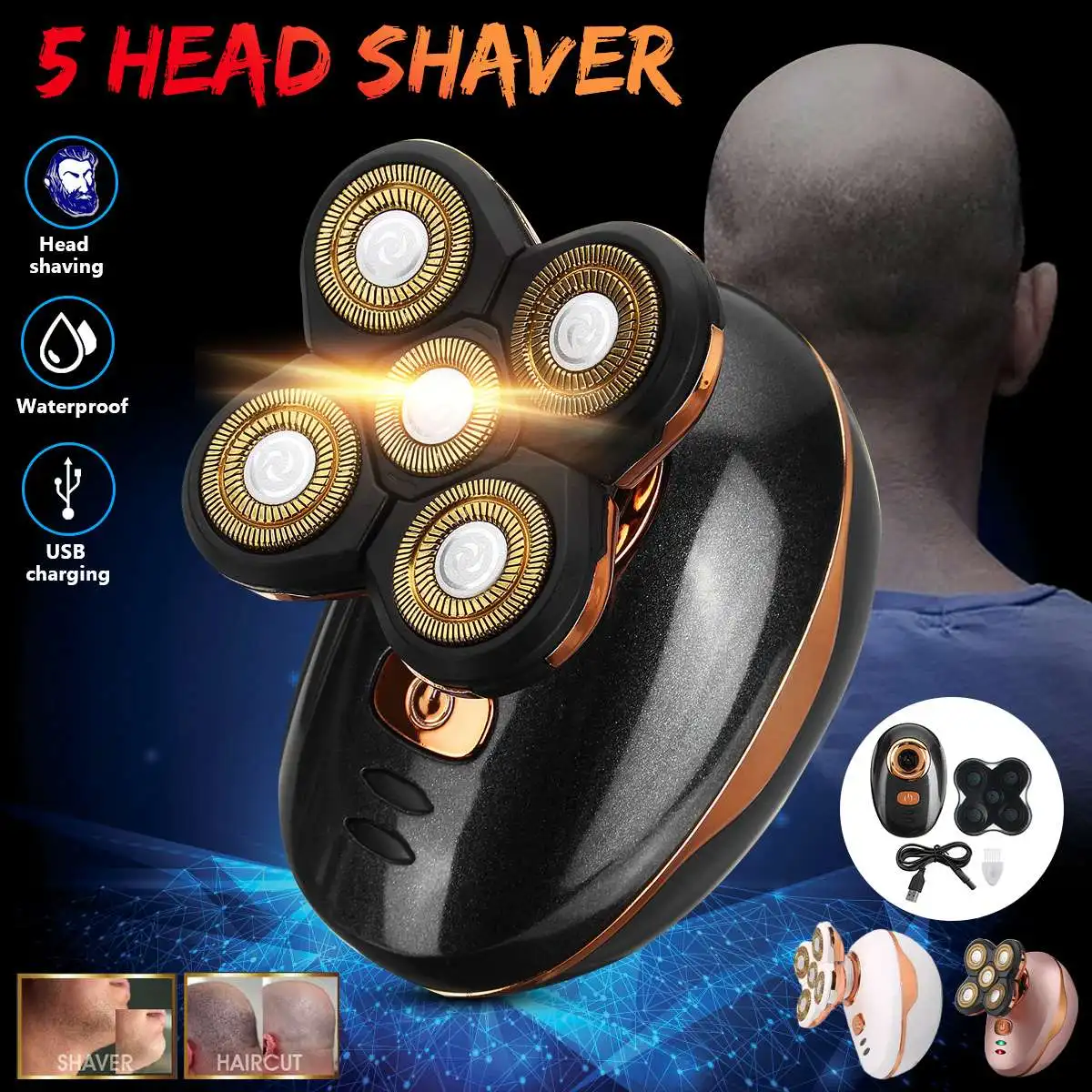 

Wet Dry Electric Shaver for Men Beard Hair Trimmer Electric Razor USB Rechargeable Bald Shaving Machine LCD Display Hair Clipper