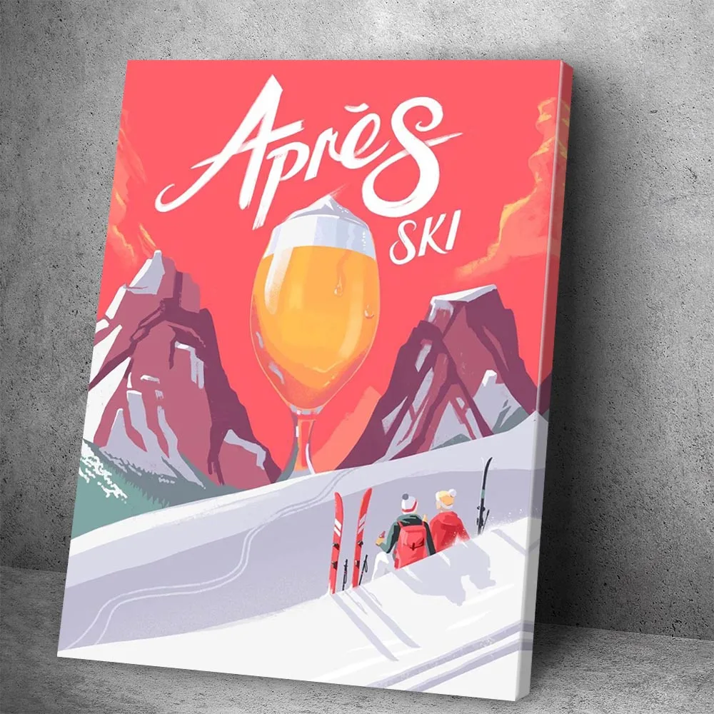 

HD Home Decoration Printing Apres Ski Poster Canvas Wall Art Oil Painting Living Room Decor Ready To Hang Framed