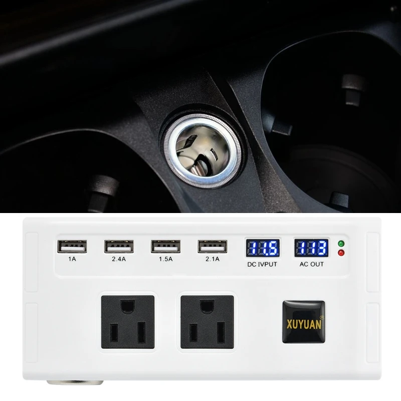 Автомобильный преобразователь напряжения 200 Вт 12 В постоянного тока в 110 В/220