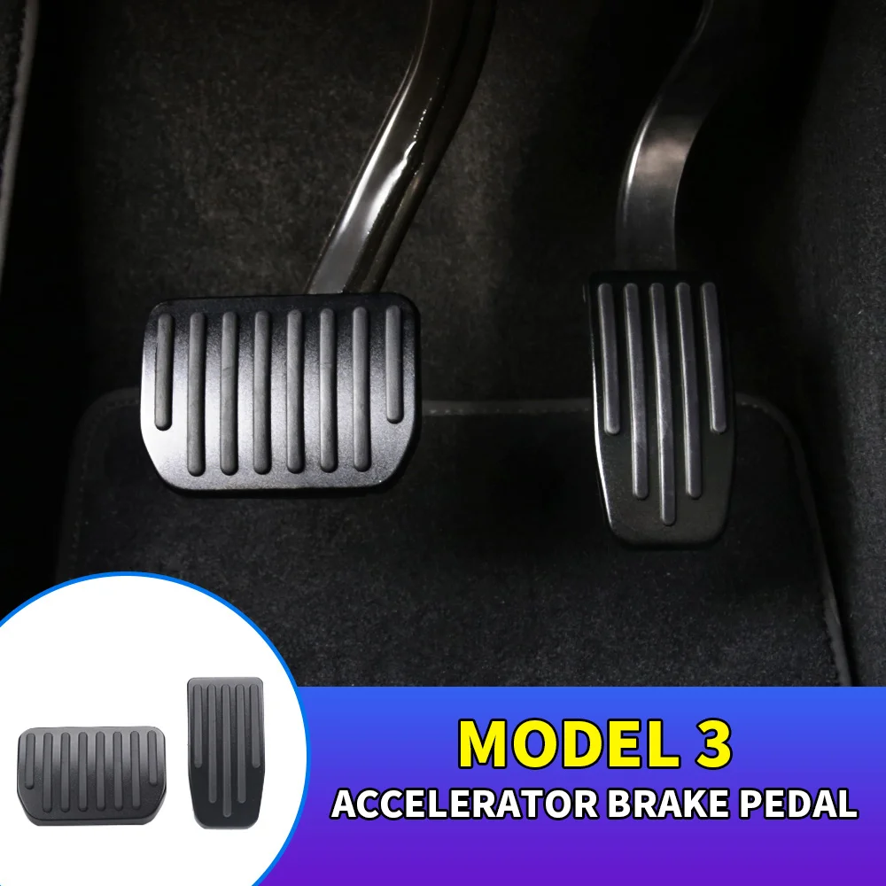 

Car Styling Brake Accelerator Fuel Pedal Footrest Pedal Pad Cover Accessories For Tesla 2017 2018 2019 2020 2021 Model 3 &Y