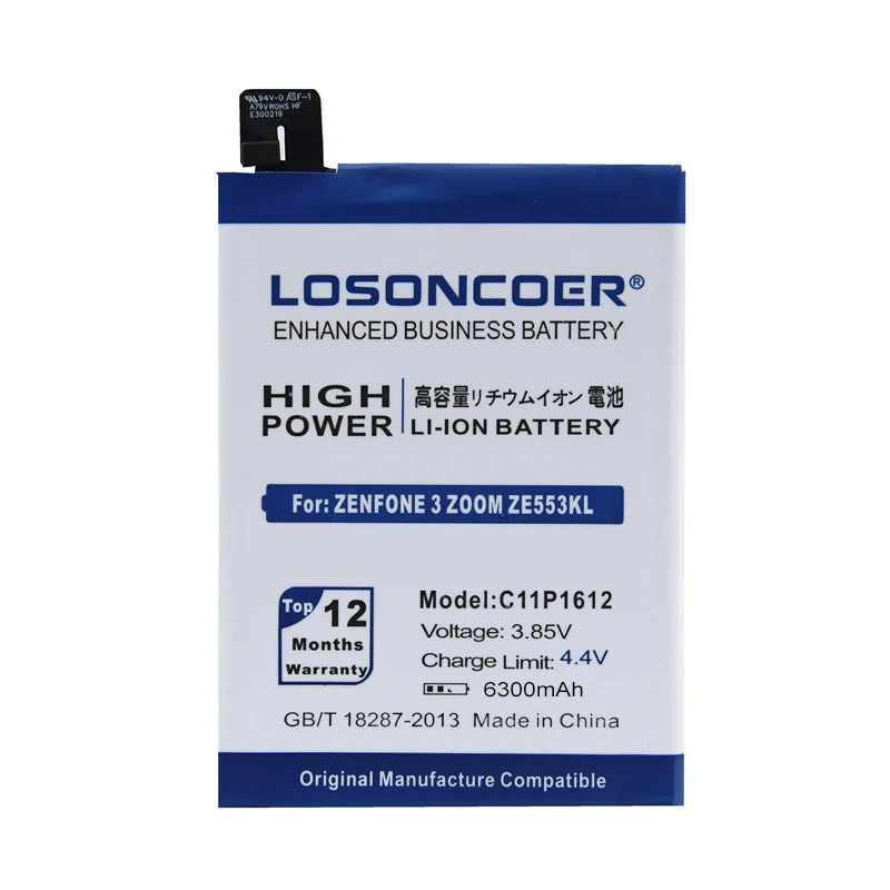 Аккумулятор LOSONCOER C11P1612 6300 мАч для ASUS Zenfone 4 Max Pro Plus ZC554KL X00ID 3 Zoom Z01HDA ZE553KL|Аккумуляторы