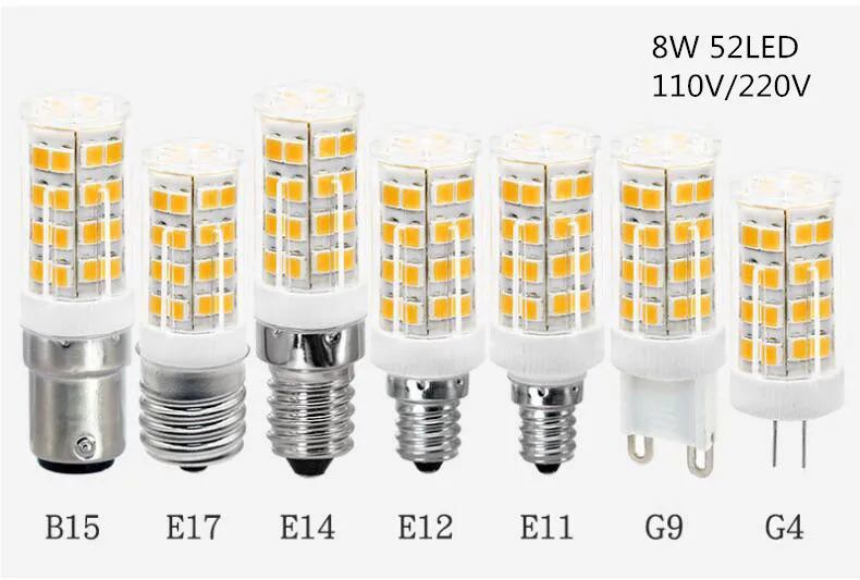 Светодиодный светильник YOU G4 G9 E14 E12 B15 E11 E17 220 В/110 В светодиодный 8 Вт 10 52/76 360