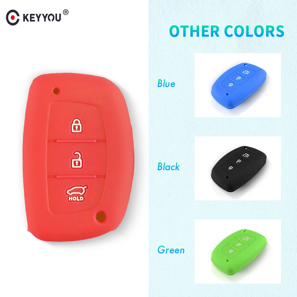 Силиконовый чехол KEYYOU для автомобильного ключа с 3 кнопками Hyundai IX25 IX35 IX45 Elantra Accent