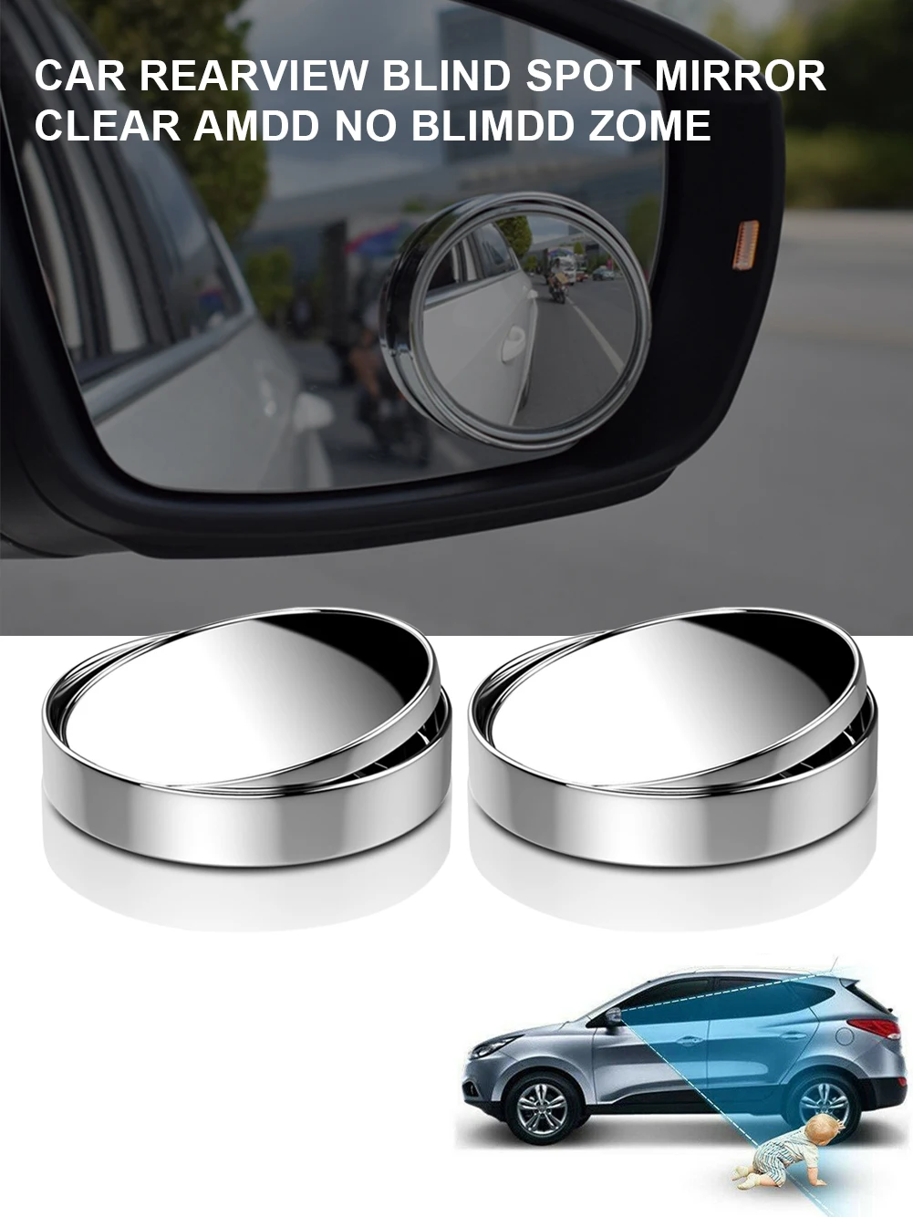 

2pcs Blind Spot Mirror 2" Round Car Convex Mirror 360 Degree Adjustable Wide Angle Fogless Rear View Mirror Self Adhesive Tools