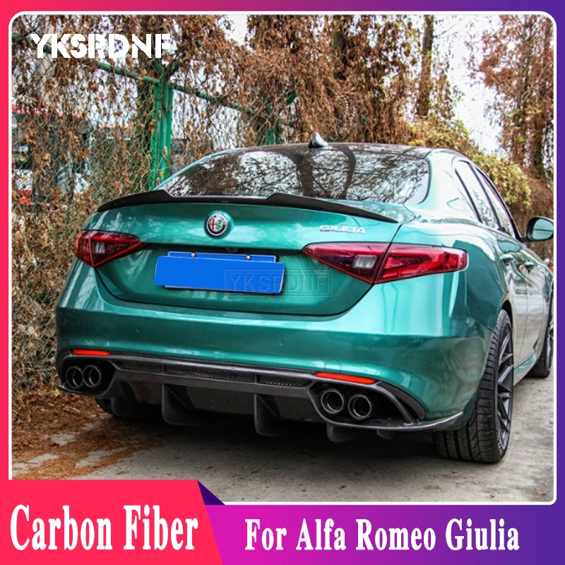 Для Alfa Romeo Giulia 2017 2018 Высокое качество углеродного волокна Внешний задний спойлер