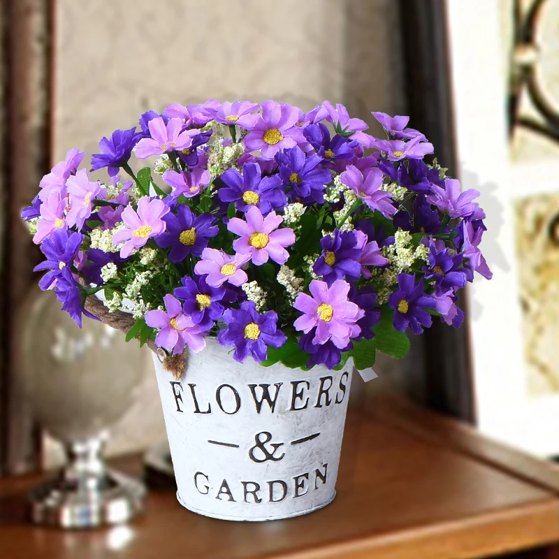 

Artificial Flowers American Iron Art Flower Arrangement Fake Flowers Small Potted Plants Dining Table Plastic Silk Flowers