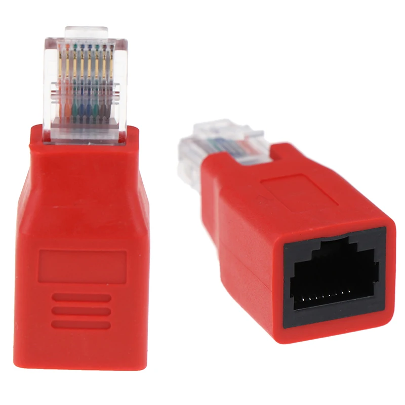Горячая Распродажа RJ45 штекер-гнездо подключенный кроссовер кабель адаптер