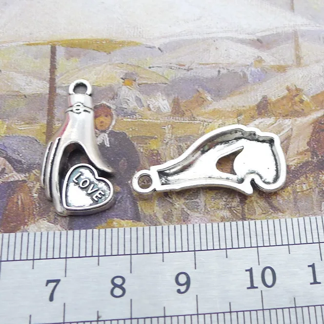 

Supplies For Jewelry Making 10pcs 13x26mm Antique Silver Color Caring Hands Charms