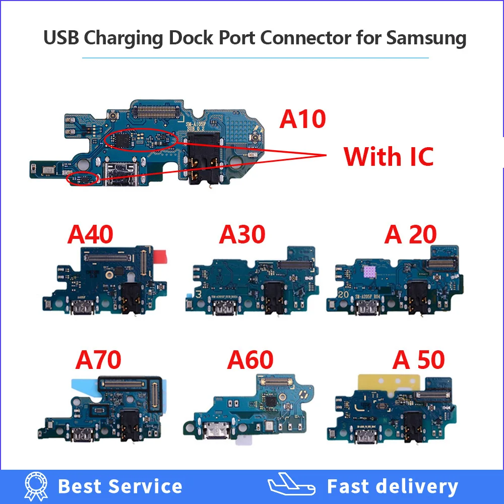 USB коннектор для док станции с гибким кабелем IC Samsung Galaxy A10 A20 A30 A40 A50 A60 A70 A80 разъем