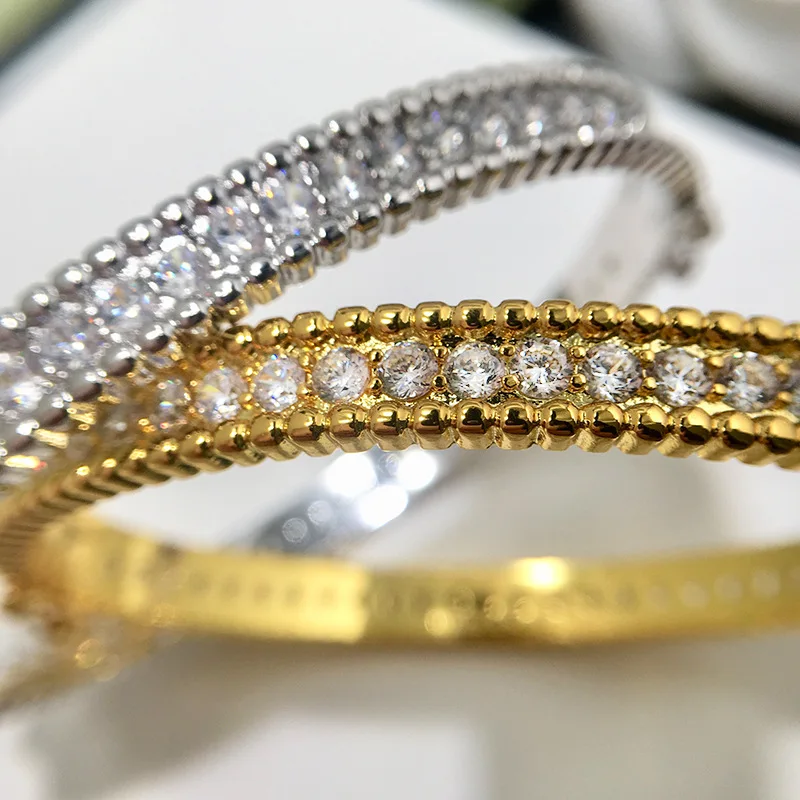 

LISM classic style copper inlaid zircon beads edge shape ladies temperament luxury bracelet fashion jewelry gift