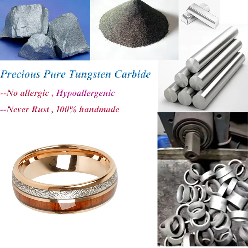Уникальные деревянные метеоролиты кольца из карбида вольфрама для мужчин и