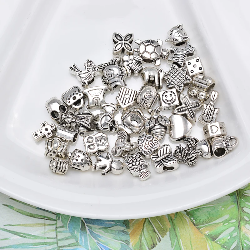 40 шт./компл. антикварные серебряные бусины серии животных круглые разделители