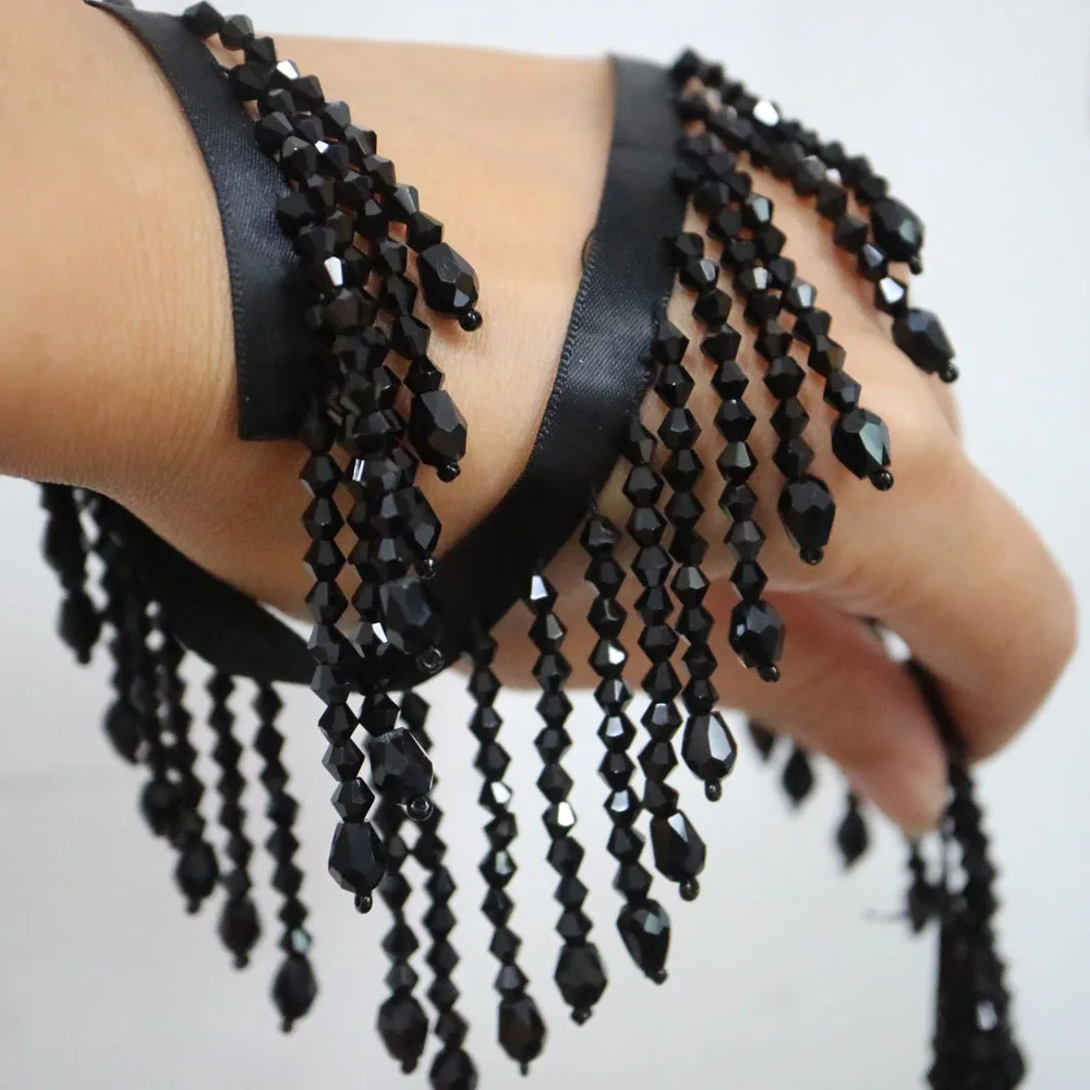 1 ярд новые блестки бисер бахрома отделка для одежды сумок аппликации ручной