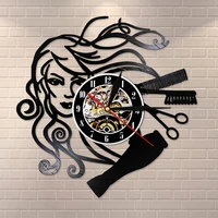 hair stylist salon barber shop retro black wall clockhairstyle beauty salon vinyl record wall clock hairdresser gifts for woman