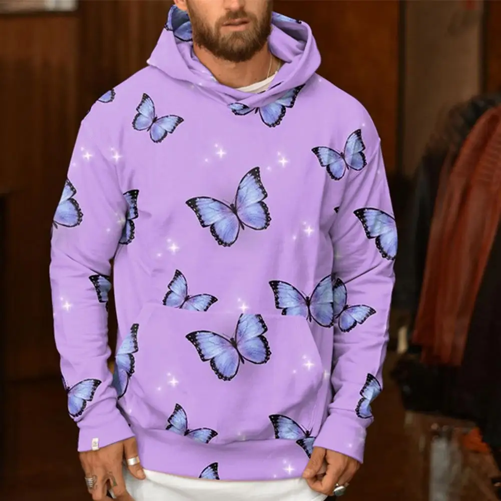 

Пуловер мужской с длинным рукавом и принтом бабочек, Осенний