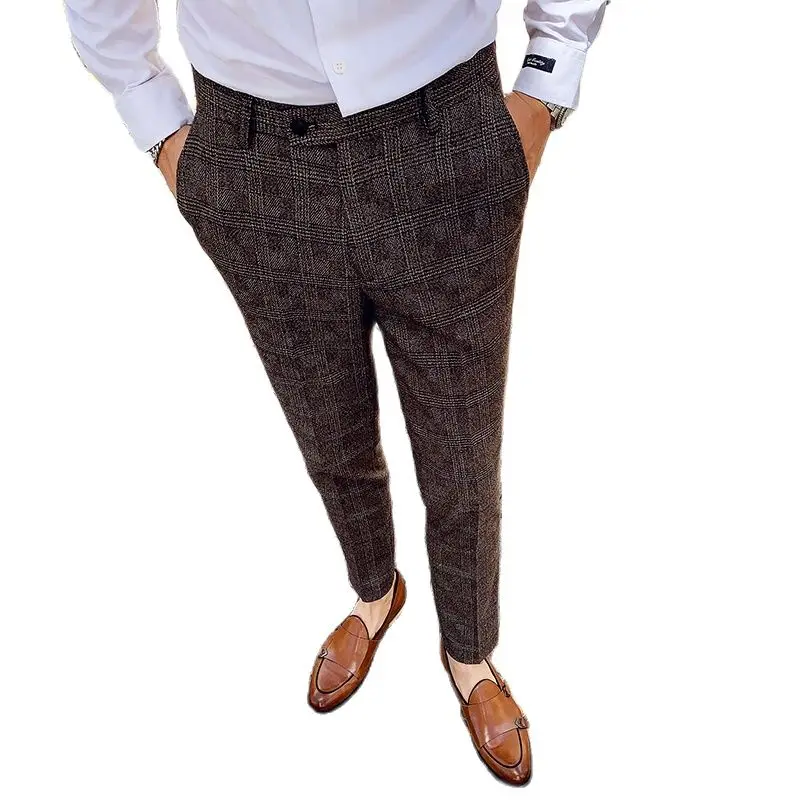 Костюм мужской из 3 предметов клетчатое платье приталенный дизайнерский Блейзер