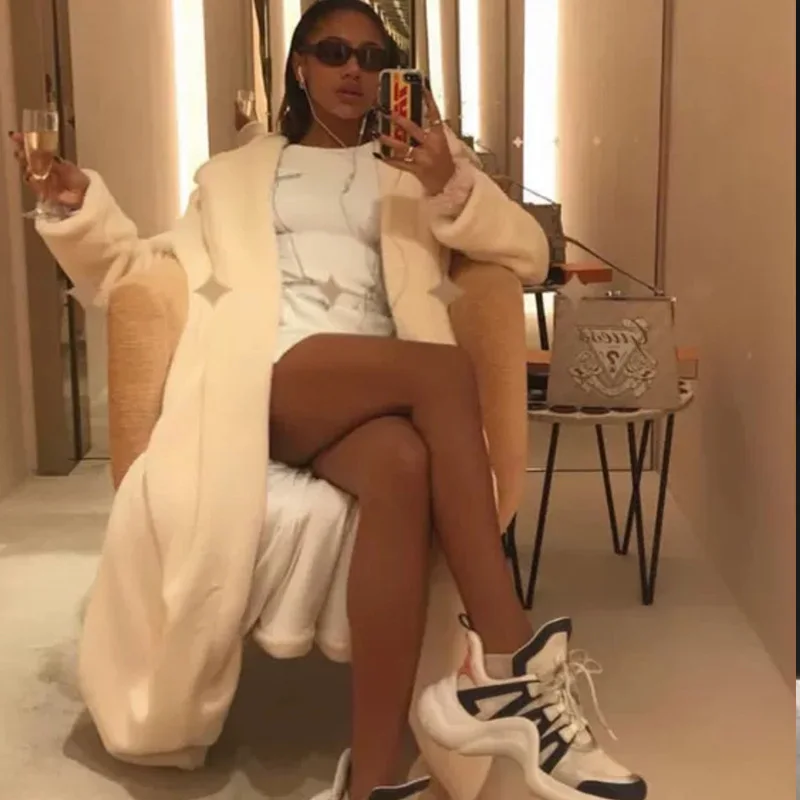 Dropshipping female jacket solid color fur coat cardigan long warm women's winter women куртка женская |