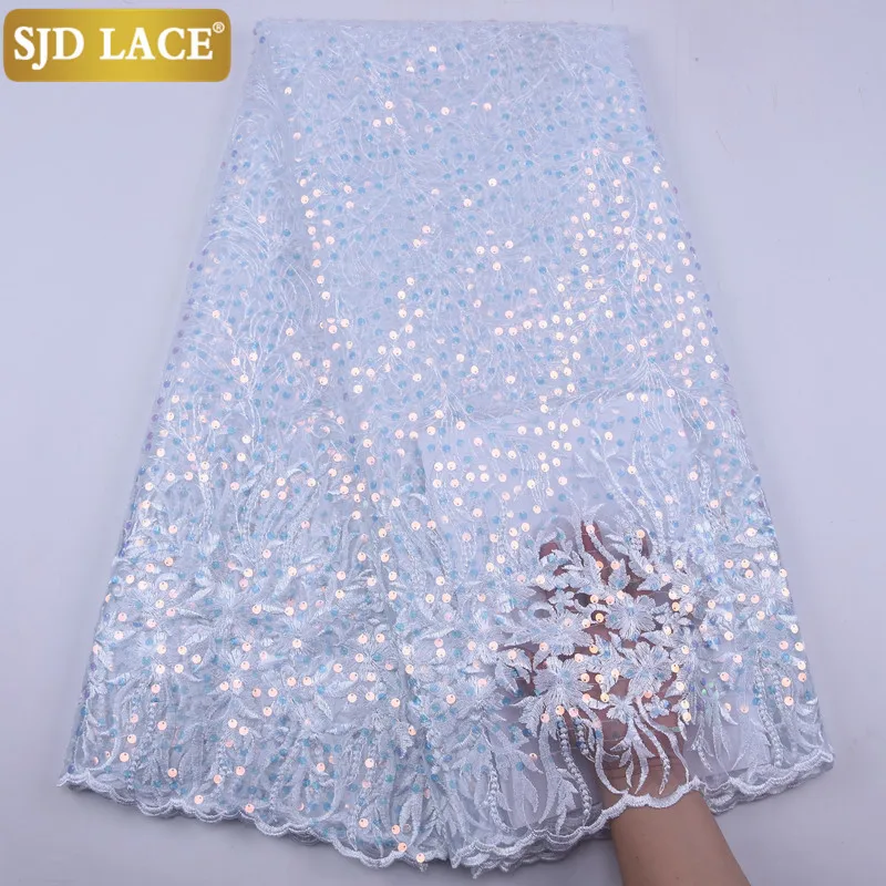 SJD кружево 2020 Новые поступления африканская кружевная ткань с блестками