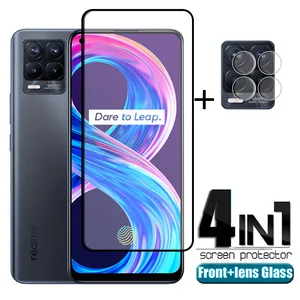 4 in 1 for oppo realme 8 pro glass for realme 8 pro tempered glass screen protector for oppo realme 8 6 7 pro c11 c21 lens glass free global shipping
