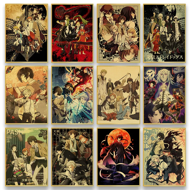 

Bungou Stray Dogs Retro Anime Poster Pictures Canvas Paintings and Prints Cuadros Art Deco Mural Home Children's Room Decoration