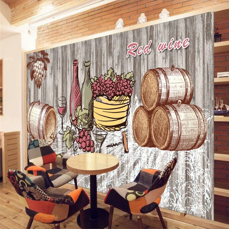 Фон под заказ для винной культуры 3D обои бара винного погреба промышленный декор