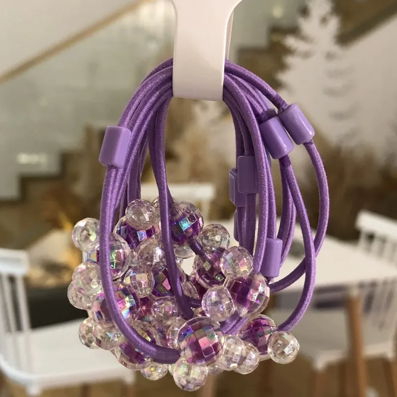 2 шт./компл. эластичные резинки для волос из блестящего хрусталя и смолы резиновые