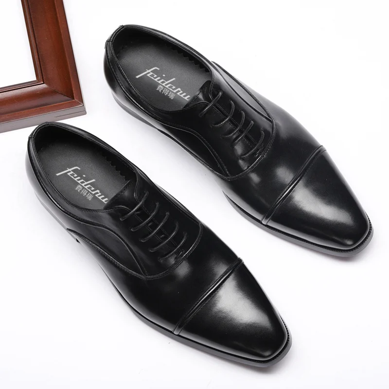 Italian Design Man Handmade Party Wedding Shoes Natural Genuine Leather Men's Pointed Toe Laces Cap Retro Brogue Flats DX155 | Обувь