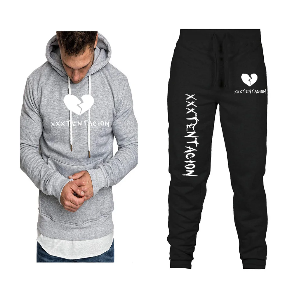 2019 мужской костюм толстовка + брюки из двух частей повседневная одежда мужская