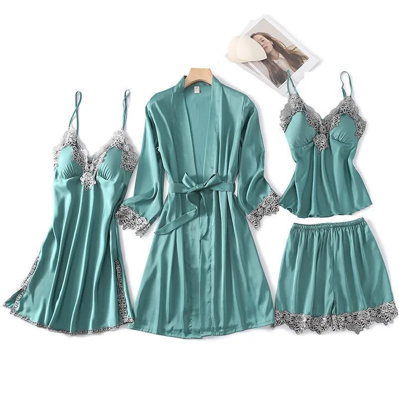 Халат-кимоно Женский пикантный атласный комплект для дома пижама мягкий