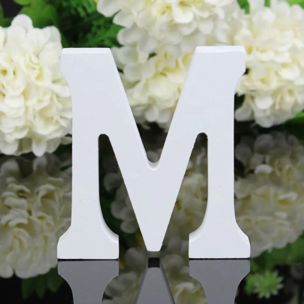 1pc Diy Freestanding Wood Wooden Letters White Alphabet Wedding Birthday Party Home Decorations Personalised Name Design |
