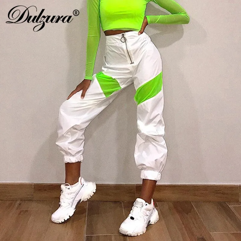 Dulzura 2019 осень зима женские Брюки Высокая талия jogger уличная свободные спортивные