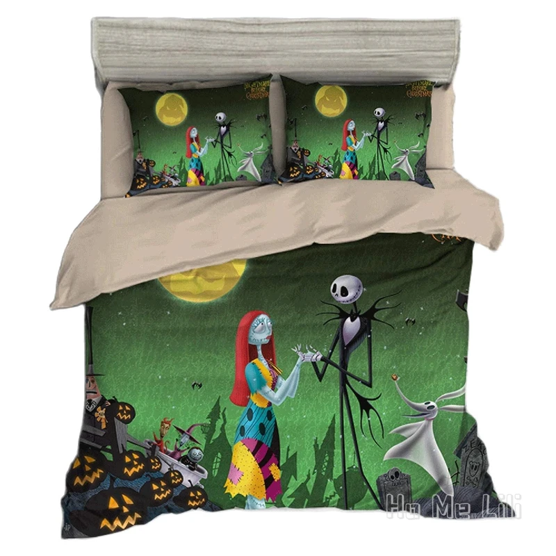 

Anime By Ho Me Lili Duvet Cover Set 3d Jack And Sally Love Nightmare Before Christmas Theme Gift Decoration Bedding