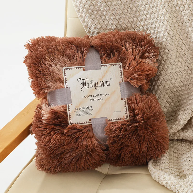

TONGDI Plush Blanket Super Soft Warm Elegant Fannel Cashmere Woolen Blanket Decor For Winter Couch Cover Bed Sofa Bedspread