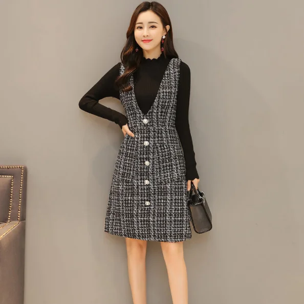 Женские костюмы больших размеров на весну осень и зиму свитер сарафан сказочные