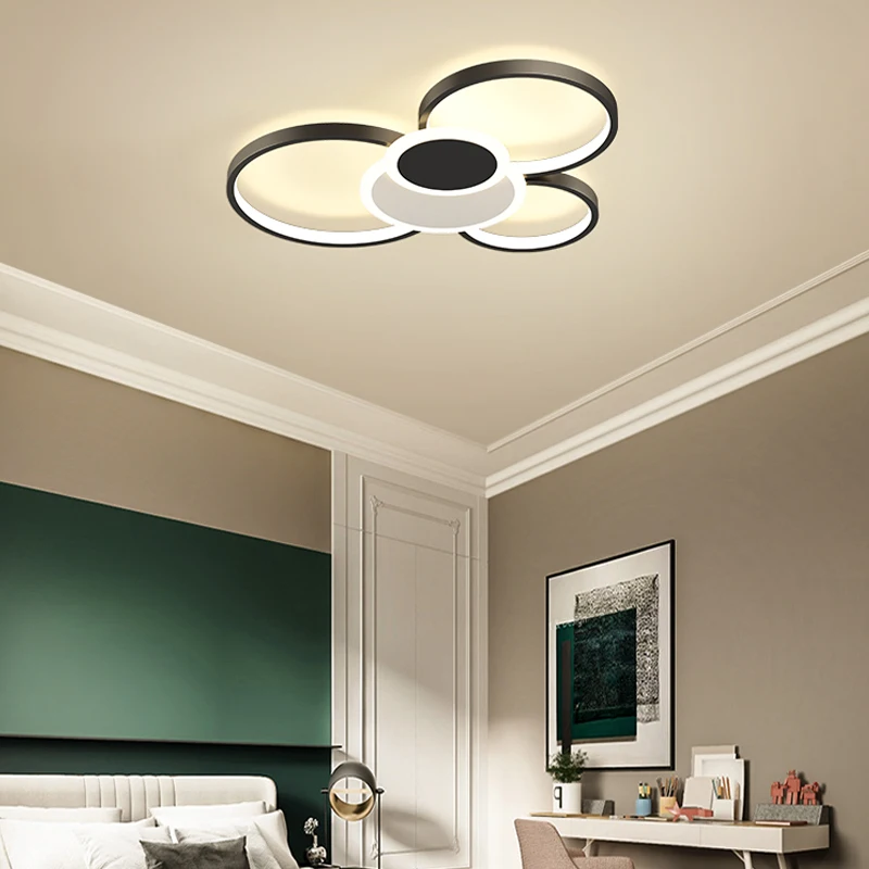 

New modern LED chandelier lighting Black White Gold lustre Frame For Living Room Bedroom lights decoracion kitchen fixtures