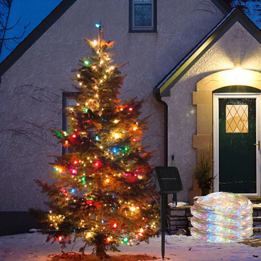 20 м 200LED Солнечный свет шнура медный провод лампа 8 режимов освещения