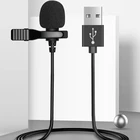 Портативный петличный микрофон, мини-микрофон с USB, 1,5 м, с зажимом, с внешними петлями, микрофоны для ноутбука, компьютера, для записи чата